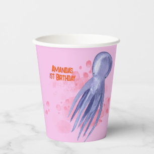Ocean Animals Sea Life Kids Birthday Party Pink Paper Cups
