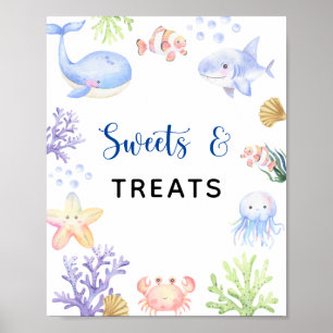 Ocean animals - sweets and treats banner poster