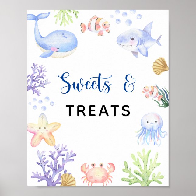Ocean animals - sweets and treats banner poster (Front)