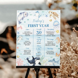 Ocean Animals Under the Sea Birthday Milestone Poster
