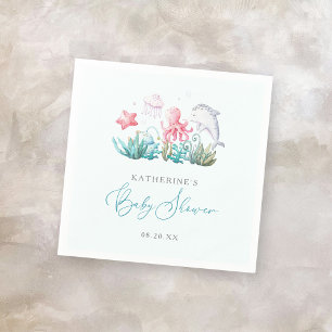 Ocean Animals Under The Sea Boy Baby Shower Napkin