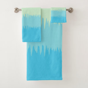 Ocean Aqua Blue Jade Beige Brown Cream   Bath Towel Set