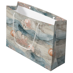 Ocean Aqua Coral Reef Coastal Pattern Large Gift Bag