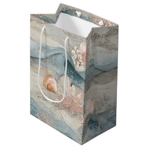 Ocean Aqua Coral Reef Coastal Pattern Medium Gift Bag
