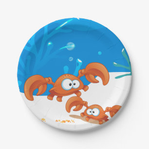 Ocean Aquatic Cute Crabs Paper Plates