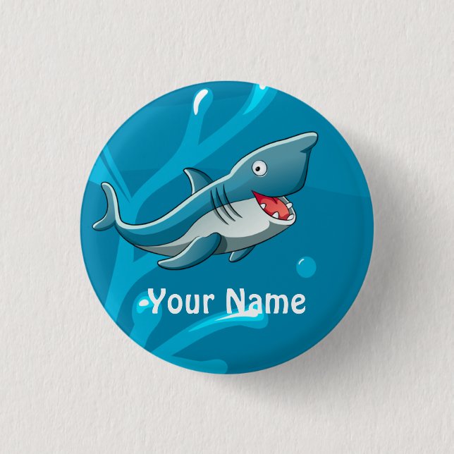 Ocean Aquatic Cute Shark Custom Button (Front)