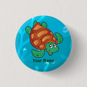 Ocean Aquatic Cute Turtle Custom Button