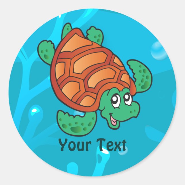 Ocean Aquatic Cute Turtle Custom Sticker (Front)
