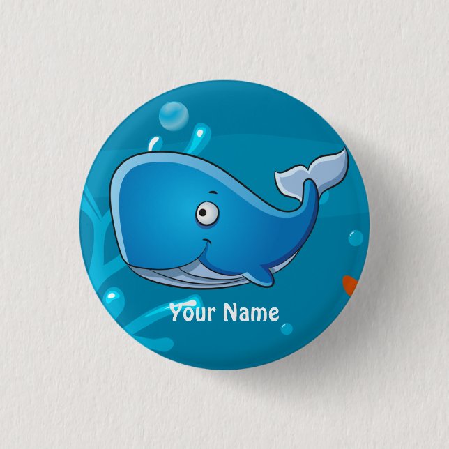 Ocean Aquatic Cute Whale Custom Button (Front)