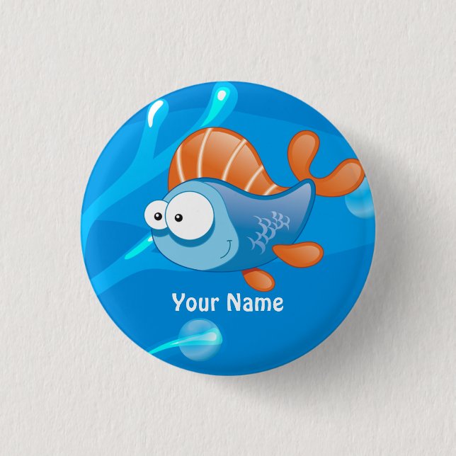 Ocean Aquatic Funny Fish Custom Button (Front)