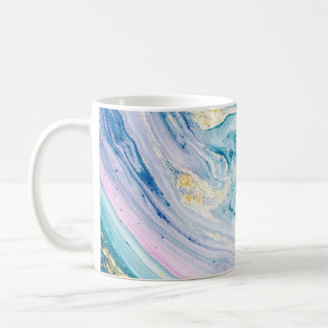 Ocean Art: Marble Agate Swirls. Coffee Mug (Left)