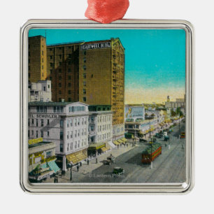 Ocean Avenue Looking East, Long Beach Metal Ornament