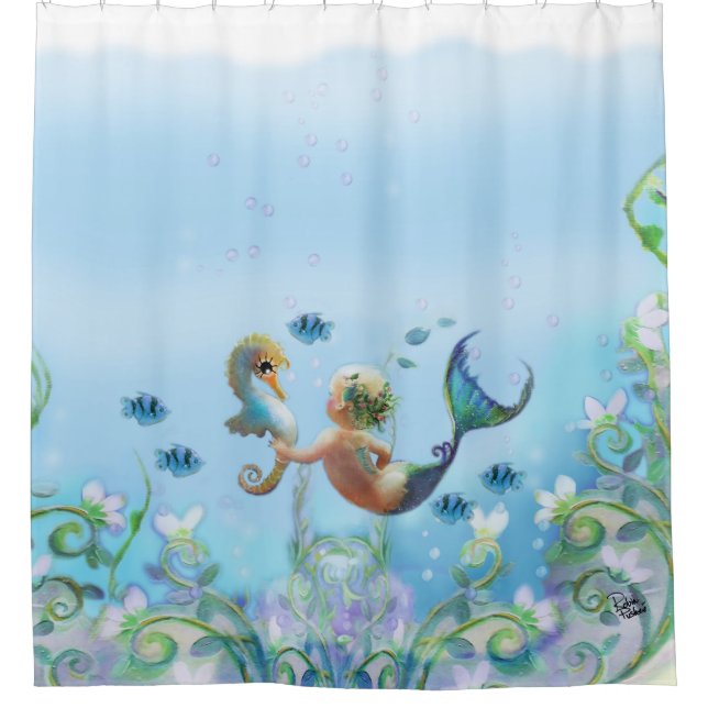 Ocean Babies Shower Curtain (Front)