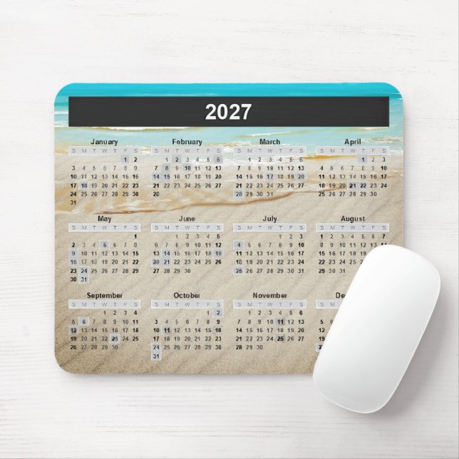 Ocean Beach 2027 Calendar  Mouse Pad (With Mouse)