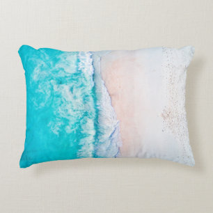Ocean beach, beautiful landscape, travel theme. decorative cushion