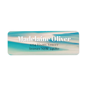 Ocean Beach Blue Modern  Return Address Label