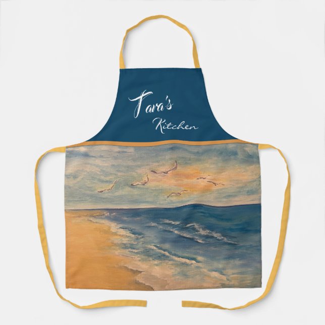 Ocean Beach Breeze All-Over Print Apron (Front)