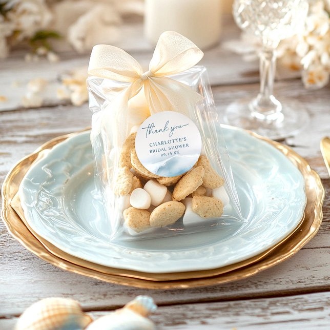 Ocean Beach Bridal Shower  Classic Round Sticker (Creator Uploaded)