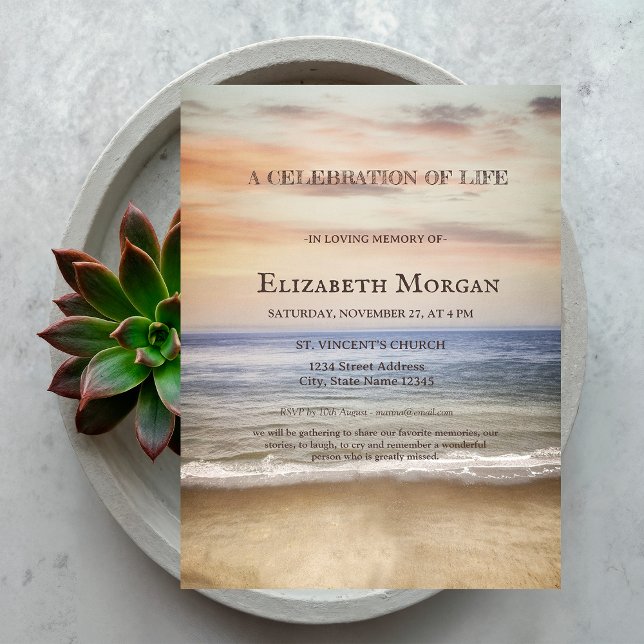 Ocean Beach Celebration Of Life Invitation (Creator Uploaded)