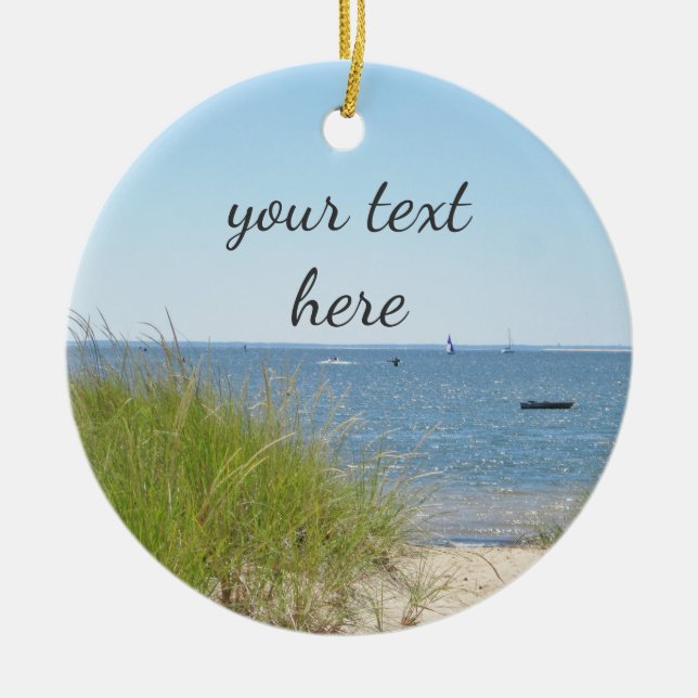 Ocean beach ceramic tree decoration (Front)