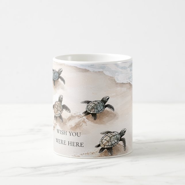 Ocean Beach Coast Sea Turtles Coffee Mug (Center)