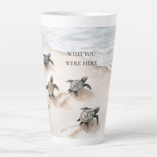 Ocean Beach Coast Sea Turtles Latte Mug (Front)