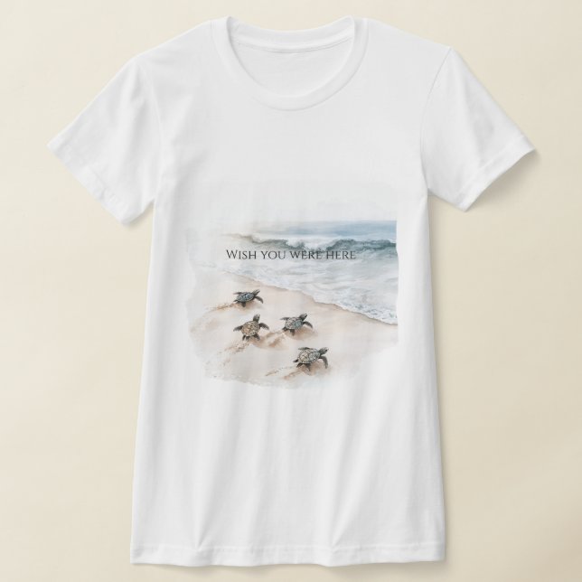 Ocean Beach Coast Sea Turtles T-Shirt (Laydown)