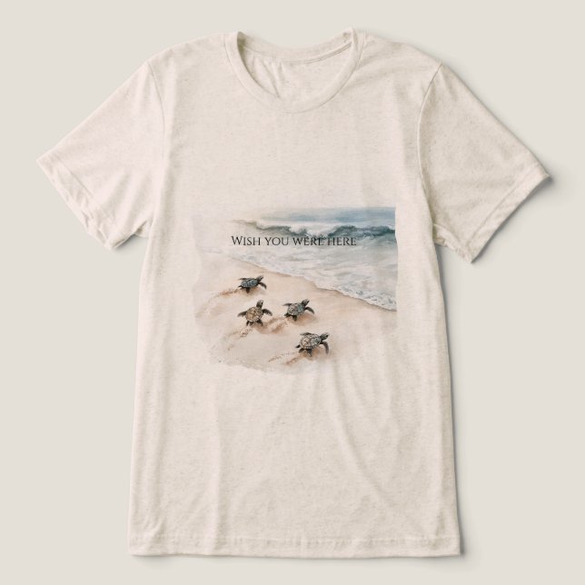 Ocean Beach Coast Sea Turtles Tri-Blend Shirt (Design Front)