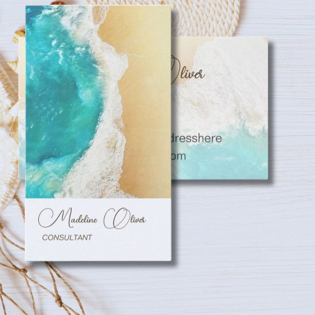 Ocean Beach Coastal Travel Professional Stylish Business Card (Creator Uploaded)