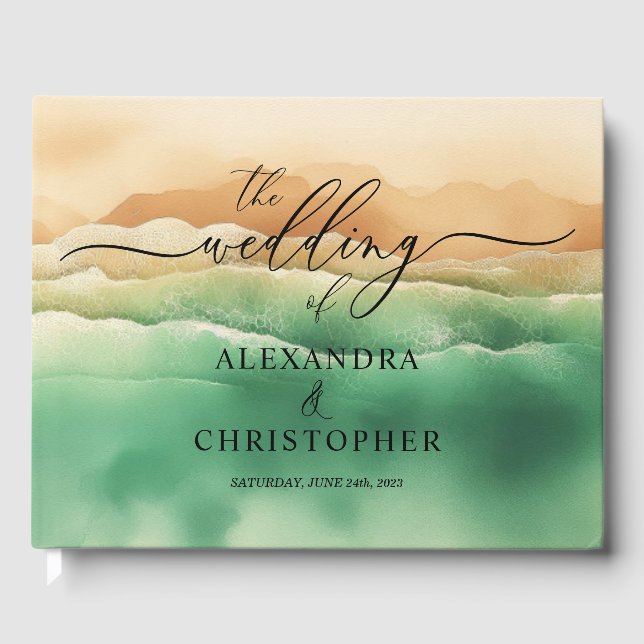 Ocean Beach Cute Signature Summer Sun Guest Book (Front)