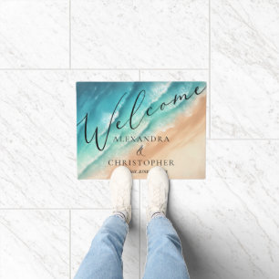 Ocean Beach Cute Signature Summer Welcome Doormat