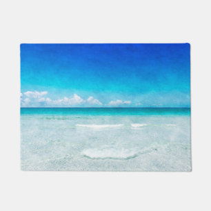 Ocean Beach Decor in Teal Aqua Turquoise Blue Doormat