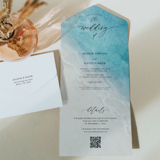 Ocean Beach Destination QR Wedding All In One Invitation (Creator Uploaded)