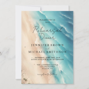 Ocean Beach Dual Side Watercolor Wedding Invitation