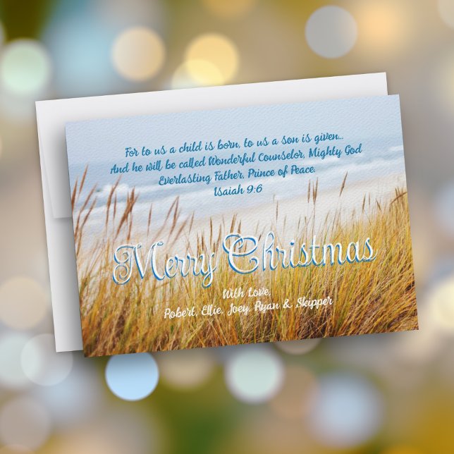 Ocean Beach Dunes Merry Christmas Christian Cards (Creator Uploaded)
