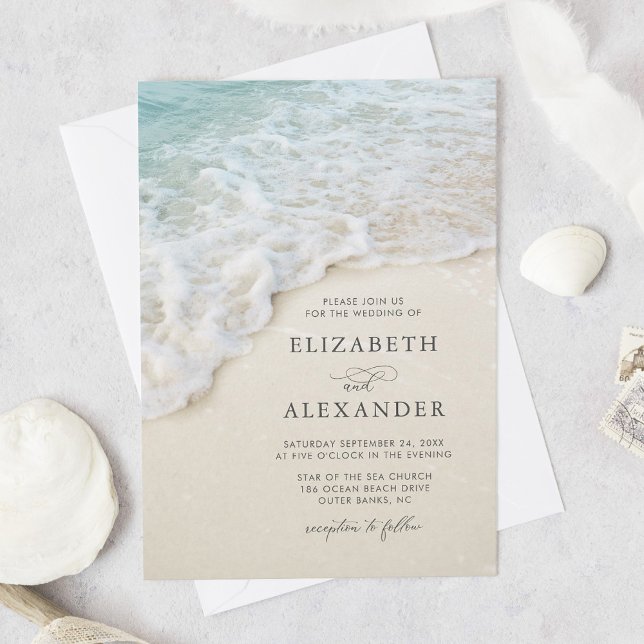 Ocean Beach Elegant Destination Wedding Invitation (Creator Uploaded)