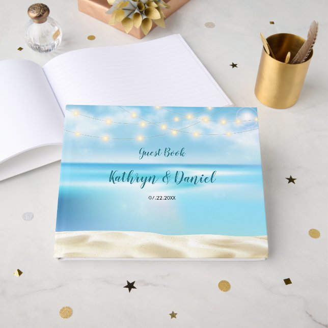 Ocean Beach Fairy Lights Guest Book (Front Open)