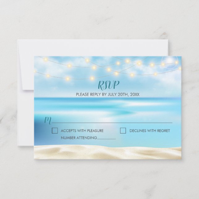 Ocean Beach Fairy Lights RSVP Reply (Front)