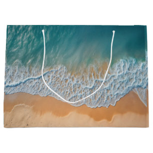 Ocean Beach From Above Turquoise Sea Waves Large Gift Bag