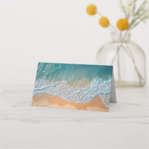 Ocean Beach From Above Turquoise Sea Waves Place Card