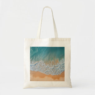 Ocean Beach From Above Turquoise Sea Waves Tote Bag