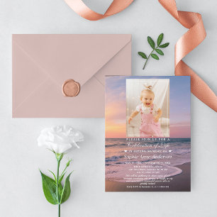 Ocean Beach Funeral Celebration of Life Girl Photo Invitation