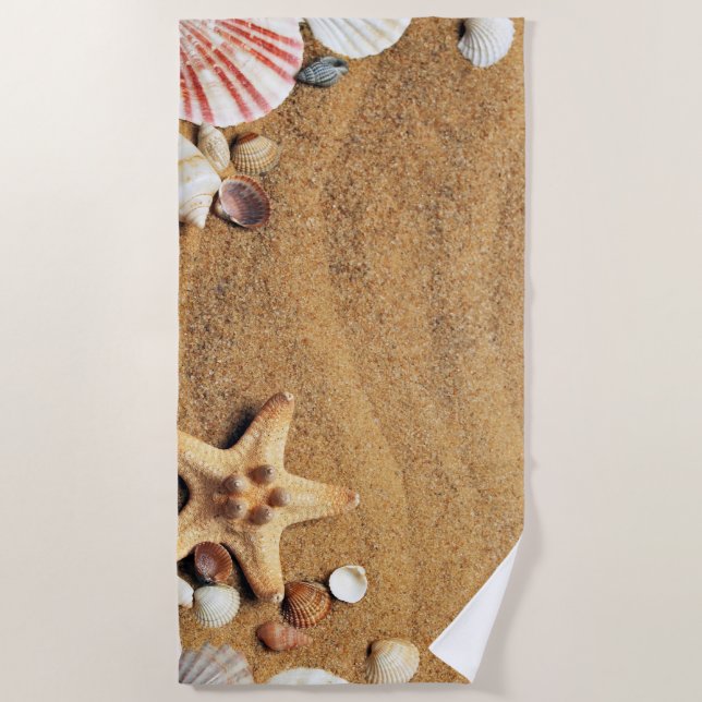 Ocean Beach Life Sea Shells Summer Towel (Front)