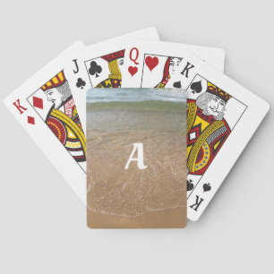 Ocean Beach Monograms Initial Water Waves Cool Playing Cards