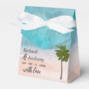 Ocean Beach Palm Tree Wedding Favour Box