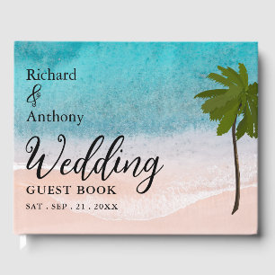 Ocean Beach Palm Tree Wedding Guest Book