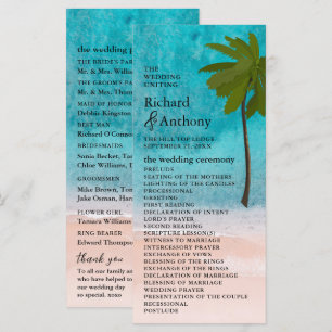 Ocean Beach Palm Tree Wedding Program