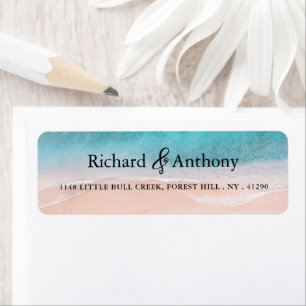 Ocean Beach Palm Tree Wedding Return Address Label