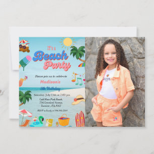 Ocean beach party birthday, summer beach birthday  invitation