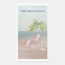 Ocean Beach Personalised Palm Trees Flamingo